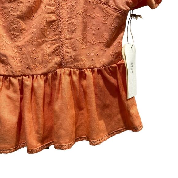 Midnight Sky Viscose-Linen Blend Embroidered Cottagecore Blouse Size Medium NWT - Picture 7 of 10